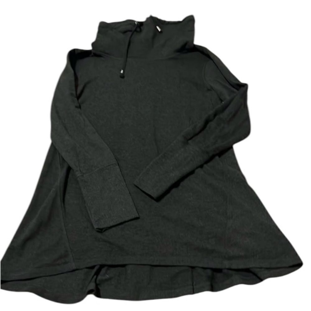 Cable & Gauge sz M LS grey tunic drawstring high neck & cute back details GUC